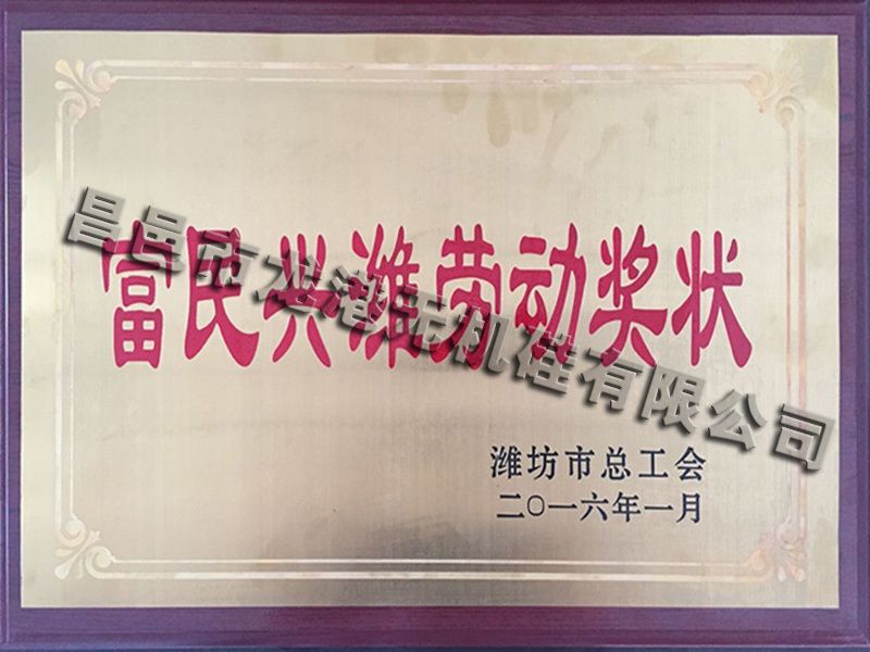 富民兴潍劳动奖状