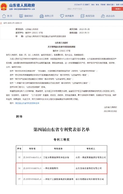 喜报｜龙港硅业又获一项省级“硬核”奖！